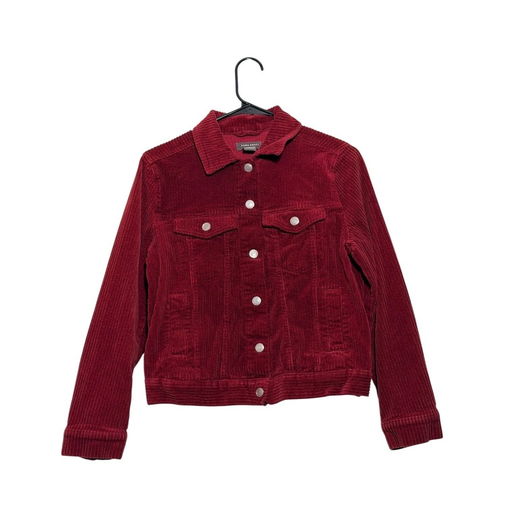 Sans Souci Retro 90's Style Corduroy Trucker Jacket Red Wine Burgundy Women's M